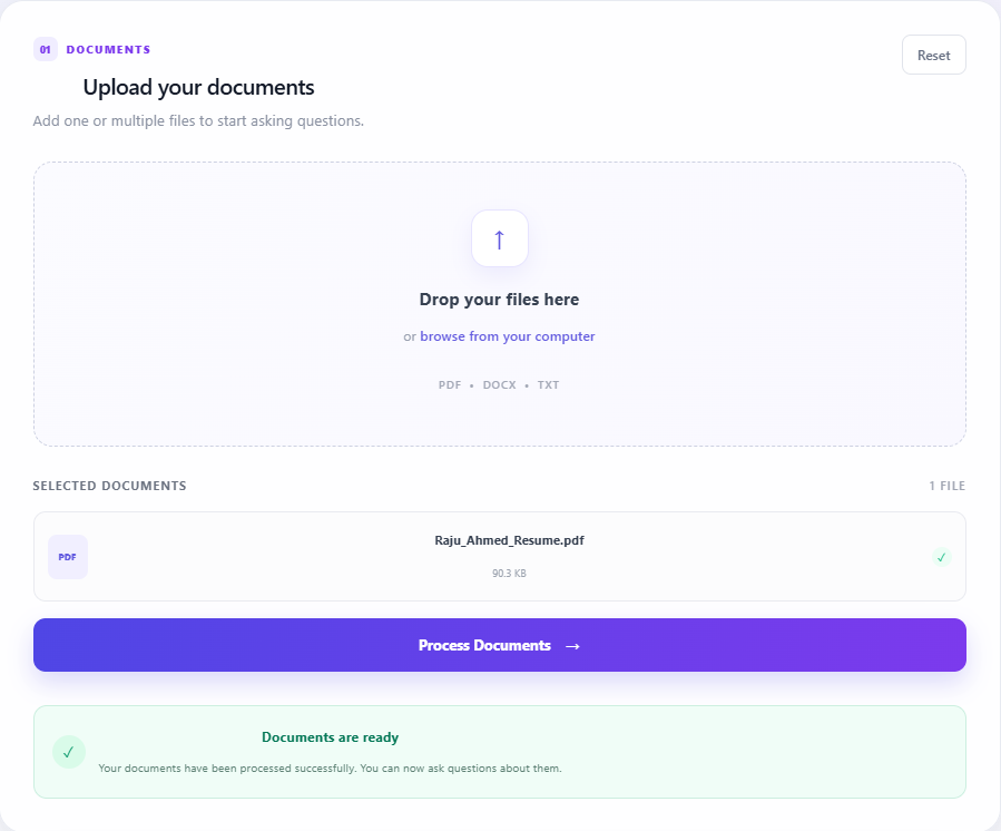 Multi-Agent RAG document chat interface